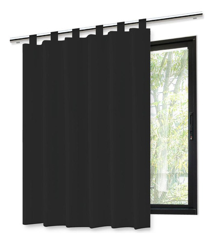 Cortina Blackout Preta Para Bastão - 140x140cm