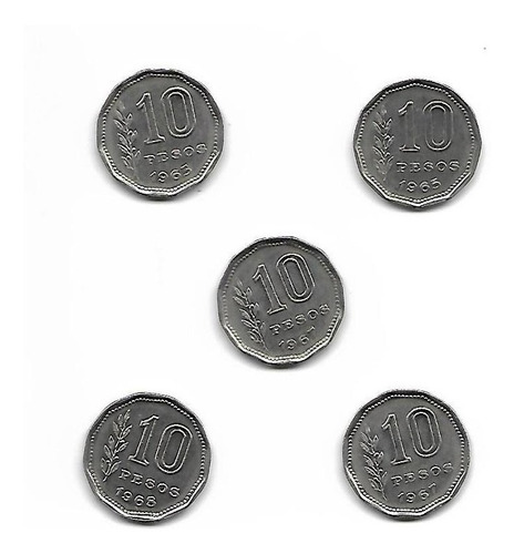 Lote 5 Monedas  10 Pesos Moneda Nacional  Resero Palermo