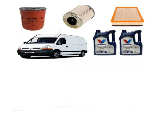 Kit 3 Filtros Renault Master 2.5d 98 A 01 + 8lts Valvo 10w40