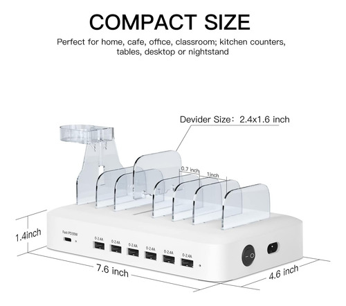 Estación De Carga Para Múltiples Dispositivos Apple, 70w 7 P