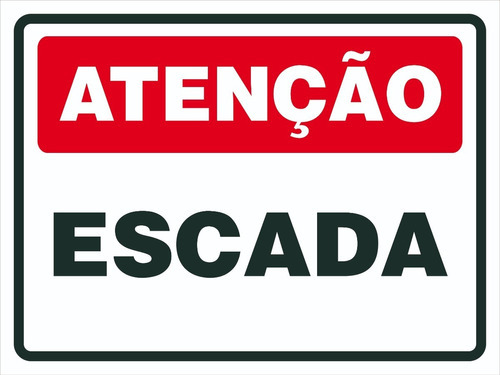 Placa De Sinalização | Atenção Escada | 30x20