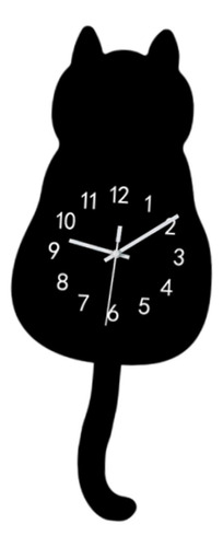 Cartoon Cat Wall Hanging Clock 175x435cm Decoración Negro