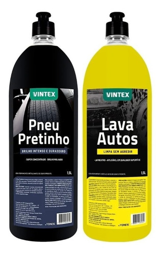 Brilha Pneus Pneu Pretinho 1,5l + Lava Autos 1,5l Vintex