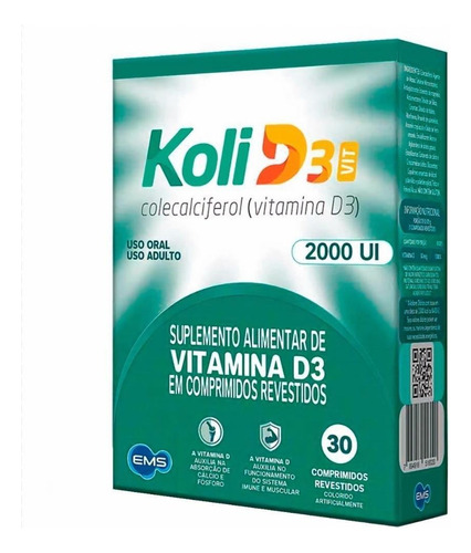 Koli D3 Vit 2000ui 30 Comprimidos - Auxilia No Sistema Imune
