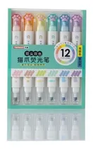 Comprar 6 Marcatextos Gatito 12 Colores Punta Doble Papeleria Kawaii