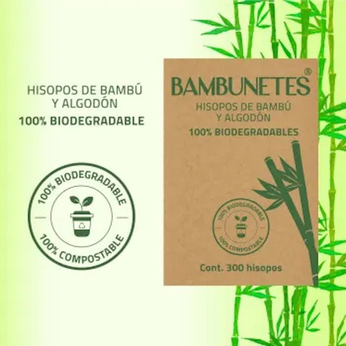 Cotonetes Hisopos De Bambú Y Algodón 600 Pzas