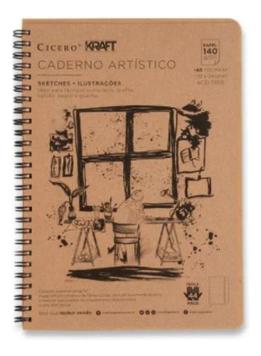 Caderno Kraft Artistico 140g 17x24 Kraft