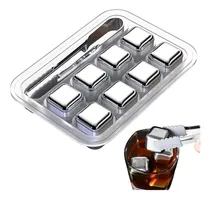 Comprar Kit 08 Cubos Gelo Aço Inox Metal Com Pegador Whisky Drinks