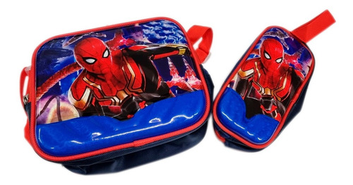 Combo X2 Lonchera + Cartuchera Spiderman 3d Escolar Colegial