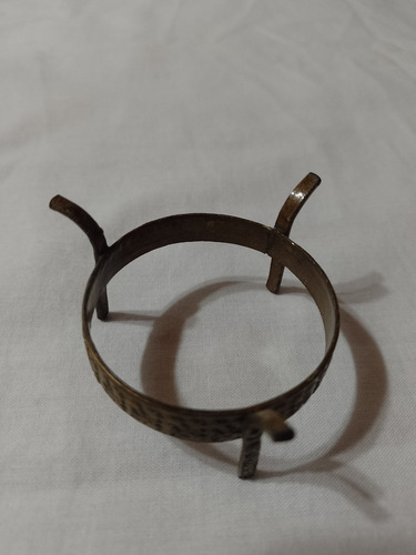 Antiguo Florerito Cristal Bordo Base Bronce