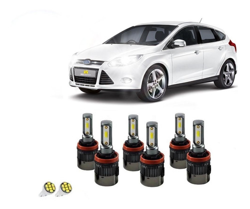 Kit Super Led Alto Baixo Milha Ford Focus C/canceller Canbus