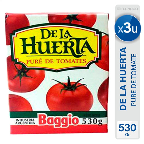 Pure De Tomate De La Huerta Baggio - Pack X3