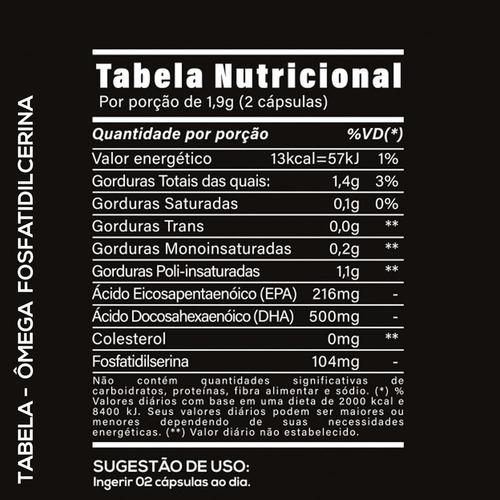 Imagem 4 de 5 de Fosfatil 500 Omega 3 + Fosfatidilserina 30caps Hf Suplements