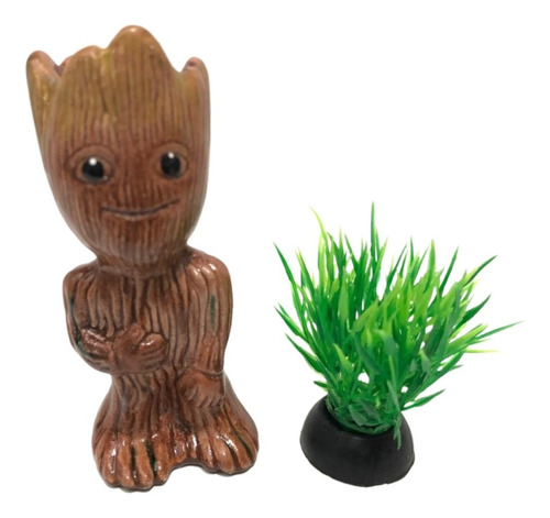 Enfeite Aquário Groot Esmaltado + Planta - Betta