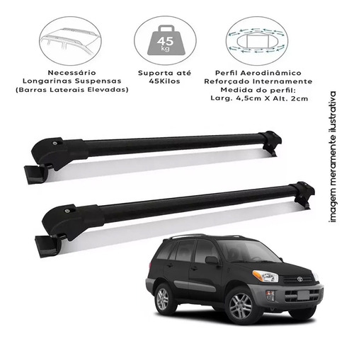 Rack De Teto Travessa Toyota Rav 4 2004 4p Slim Preta