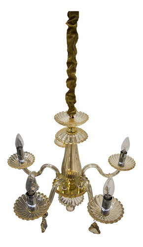 Imagen 4 de 8 de Candil Cristal Vintage Clásico Ámbar E12 40w 5 Luces