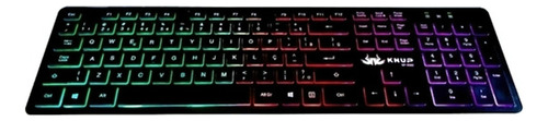 Teclado gamer Knup KP-2060 QWERTY português Brasil cor preto com luz RGB