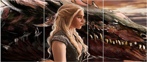 Cuadro Políptico Daenerys Con Dragon N° 3208