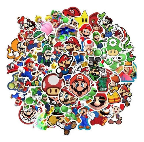 Mario Bros Luigui Set 50 Stickers / Calcomania