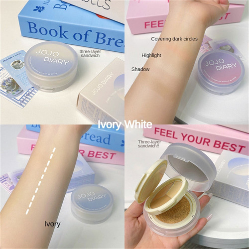 Cushion Coreana Base + Paleta Corrector Colores Efecto Doble 02 Ivory White