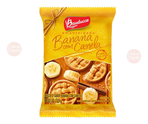 Biscoito Amanteigado Bauducco Banana Com Canela Em Sachê 13g