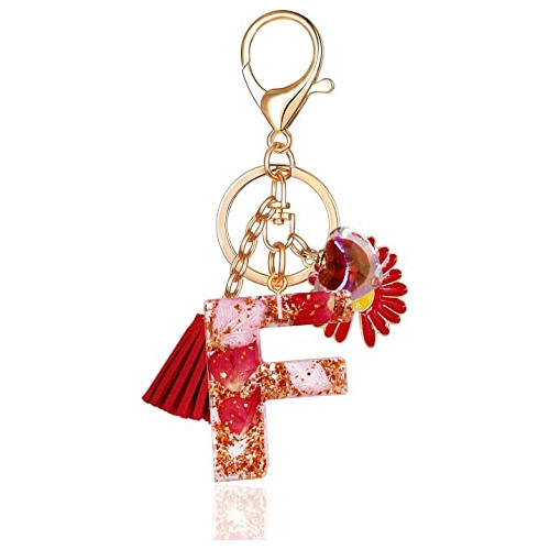 Carta De Flores Rojas F Keychain For Women Purse Bolsos