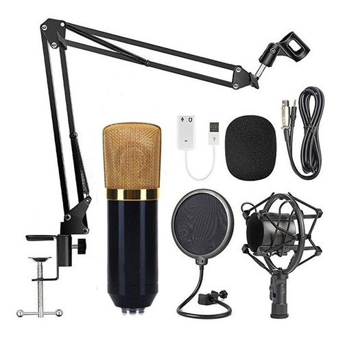 Microfono Condenser  Bm-700 Kit Brazo Filtro Araña Cable Usb