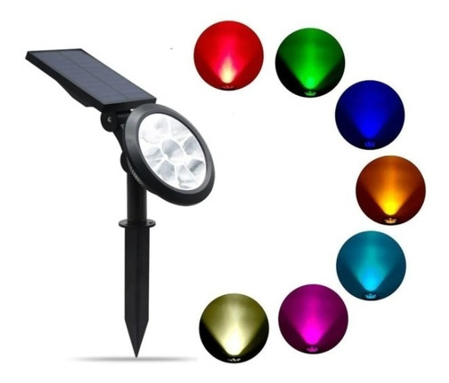 Foco Solar Led Multicolor Exterior Foco Rgb Estaca