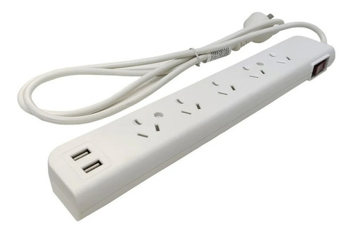 Zapatilla 5 Tomas Enchufes 2 Puertos Usb Cable 1,5mt Color Blanco