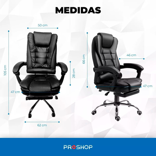 Silla Sillon Oficina Ejecutivo Escritorio Gerencial Pc Cuota Color Negro Material del tapizado Cuero sintético