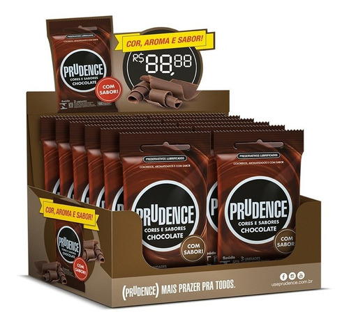 Camisinha Preservativo Prudence Chocolate Com 36 Unid