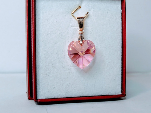 Imagem 4 de 4 de Pingente Cristal Swarovski Rose Ab 1,4 Cm Folh.a Ouro