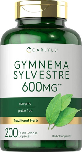 Premium Gymnema Sylvestre Leaf 600mg 200 Capsulas Carlyle