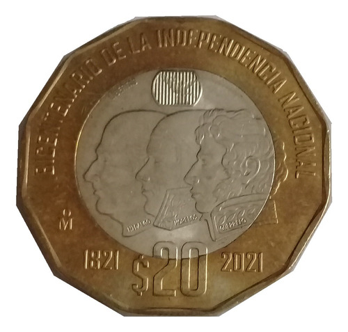Moneda De 20 Pesos Hidalgo Morelos Guerrero Bicentenario