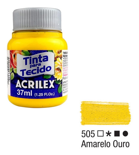 Kit Com 6 Tintas De Tecido Tela Acrilex 37ml