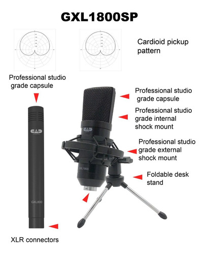 Set 2 Micrófonos Cad Condenser Gxl1800 Sp Grabacion/vivo Xlr
