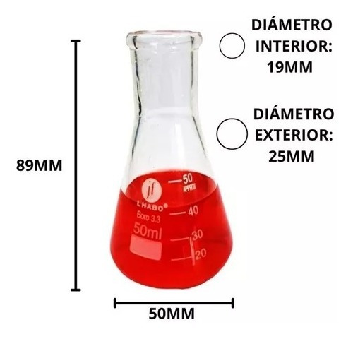 Matraz Erlenmeyer 50ml Vidrio Jf Lhabo