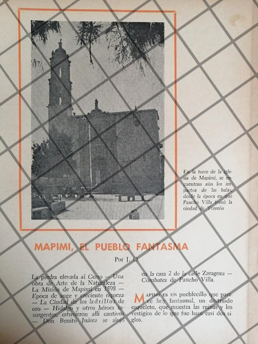 Afiche Retro Iglesia Y Pueblo De Mapimi, Durango 1969