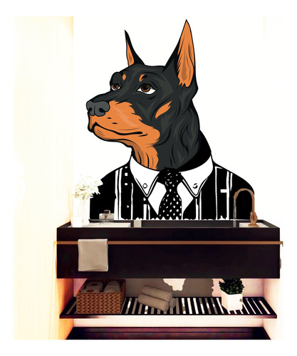 Vinilo Adhesivo Pared Decorativo Perro Raza Doberman 100cms