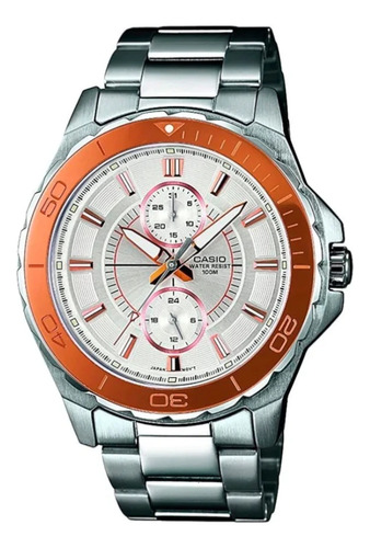 Casio Hombre Mtd 1077d 7a Acero Plateado Sumergible Original