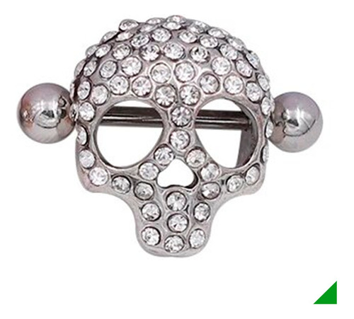 Piercing Pezón Nipple Acero Calavera Brillantes Moda Pw3z