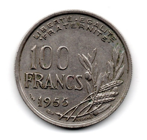 Francia Moneda 100 Francos Año 1955 Km#919.1