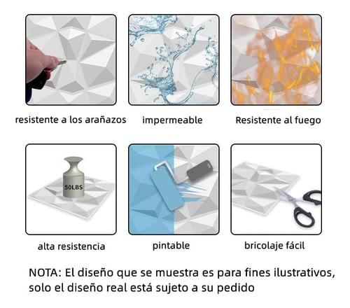 20 Piezas Paneles Decorativos 3d Para Pared,Panel Decorativo 3D PVC,20 Piezas Panel Decorativo 3D Impermeable Resistente Al Fuego Para Decoración, Hogar, Oficina, Dormitorio, Vestíbulo,30x30cm