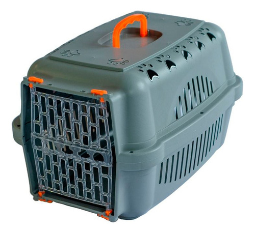 Caixa Transporte N1 Pet Cães/gatos Porta De Plástico E Alça Cor Laranja