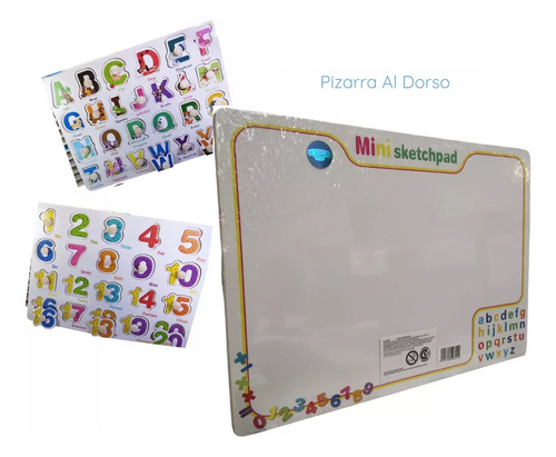 Tablero De Números Didáctico Encastre De Madera + Packaging Color Blanco