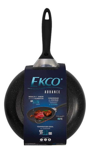 Sartén 30 Cm Aluminio 3.0mm Antiadherente Advance Ekco Negro