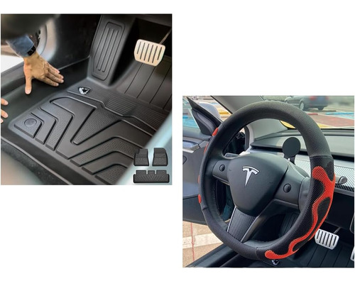 Tpe Rubber Floor Mats For Tesla Model 3 And  Comfy Grip Stee