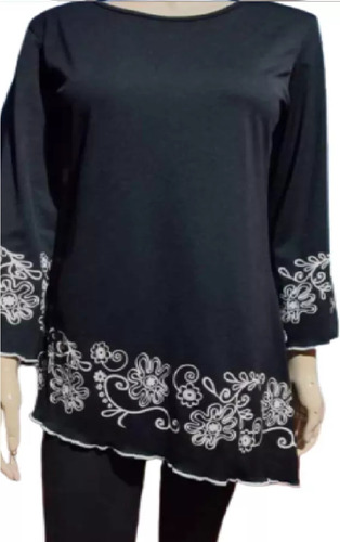 Blusa Negra Importada Bordada Fiesta Talle M/l  Divina