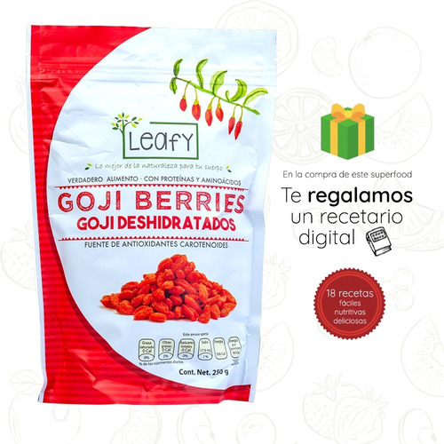 Imagen 1 de 8 de Duo Goji Berries Bayas De Goji Orgánicas Leafy 250g