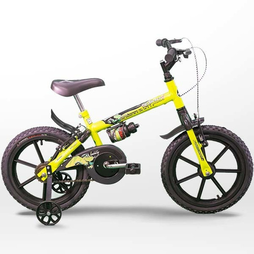 Bicicleta Aro 16 Infantil Qualidade Track And Bike Dino Neon Cor Amarelo Tamanho do quadro 10